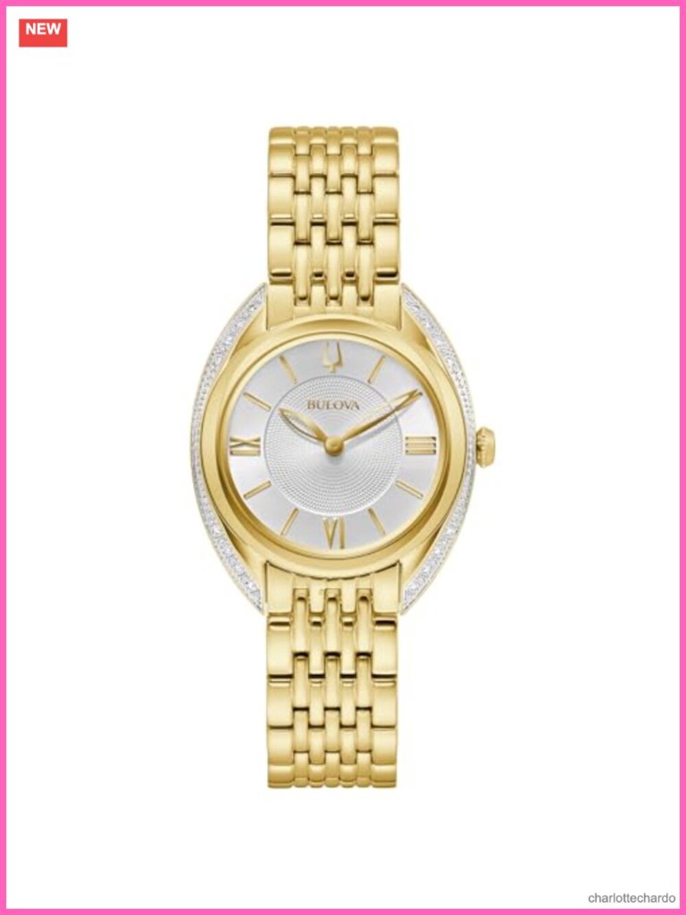 Ladies Classic Diamond 2-Hand Quartz Watch Gold-Tone Stainless Steel Bracelet